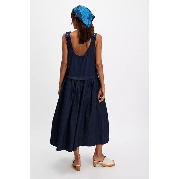 Free People Soraya Denim Midi Dress Small S NEW - Picture 2 of 3